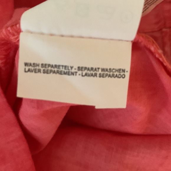 YEST Coral collarless shirt w/3/4 sleeves, intentional fading & contrast texture - Picture 9 of 9